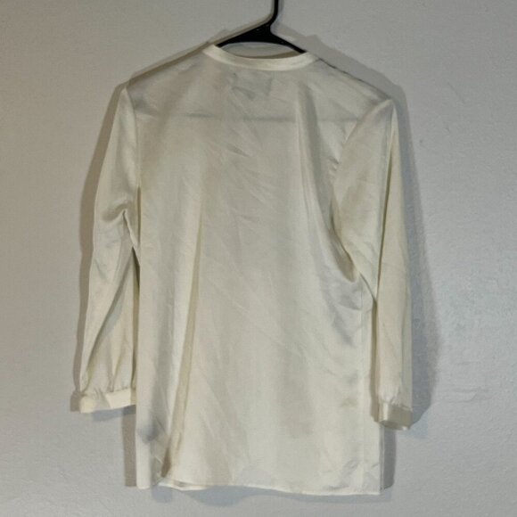 Paterson J Kindaid PJK Satin Tuxedo Blouse Gold Sequin Bib Cream Size‎ XS - Picture 5 of 7